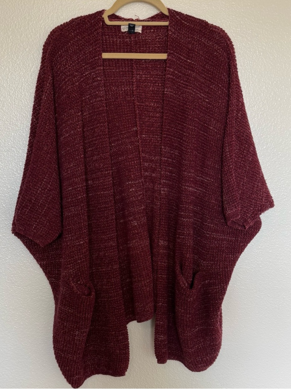 Universal Thread Maroon Open-Front Knit Cardigan